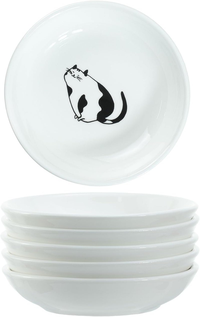 SOCOSY Super Cute Gentleman Cat Ceramic Sauce DishSeasoning DishSushi Soy Dipping BowlAppetizer PlatesServing Dish for Kitchen HomeSet of 6 - Image 2