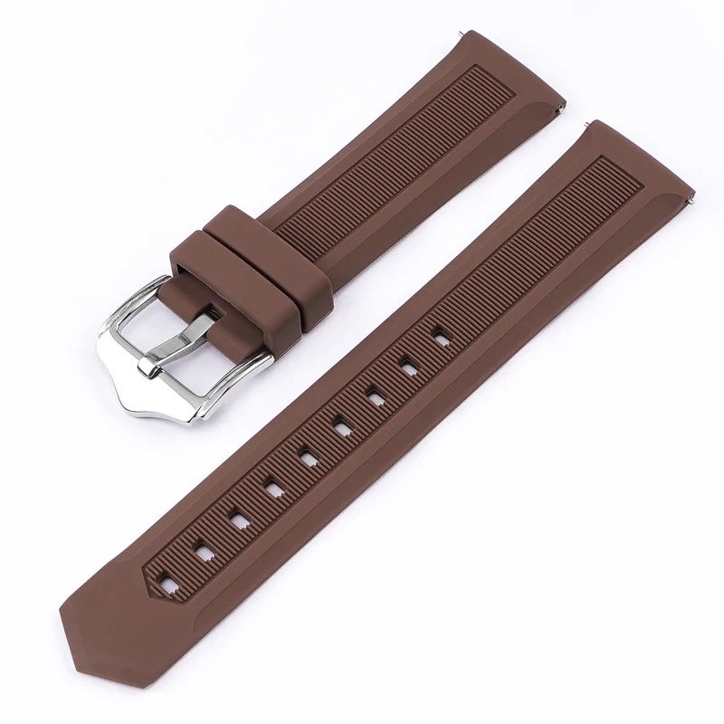 Bluejw Quick Release Waterproof Soft Rubber Replacement Straps with Silver Stainless Steel Buckle for Smart Watch & Sport Watch – Easy to Replace Watch Strap - Image 1