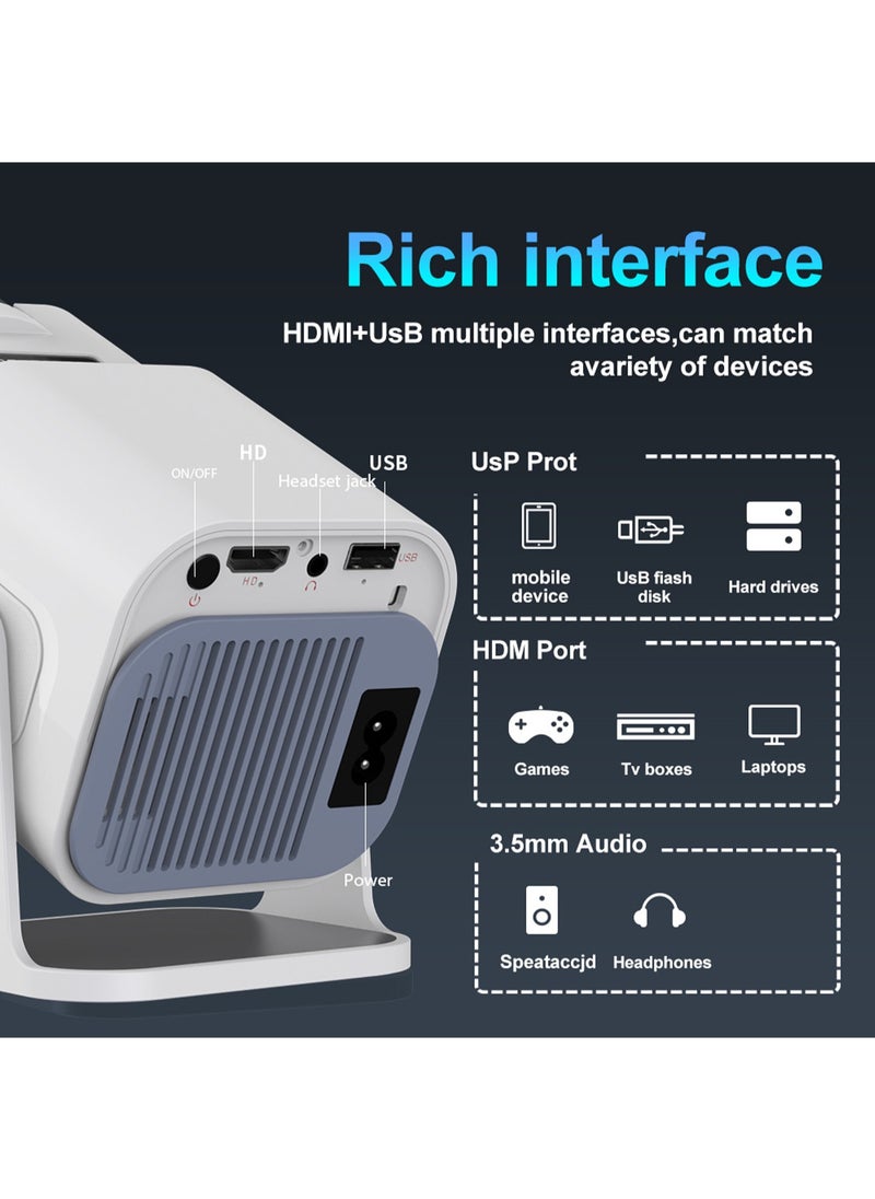 Portable HD Projector - Support 4K - Smart Projector with 5G Dual-band Wifi and Bluetooth 5.0 - Mobile Home Theater - Compatible With Android/iOS/Windows/TV Stick/HDMI/USB