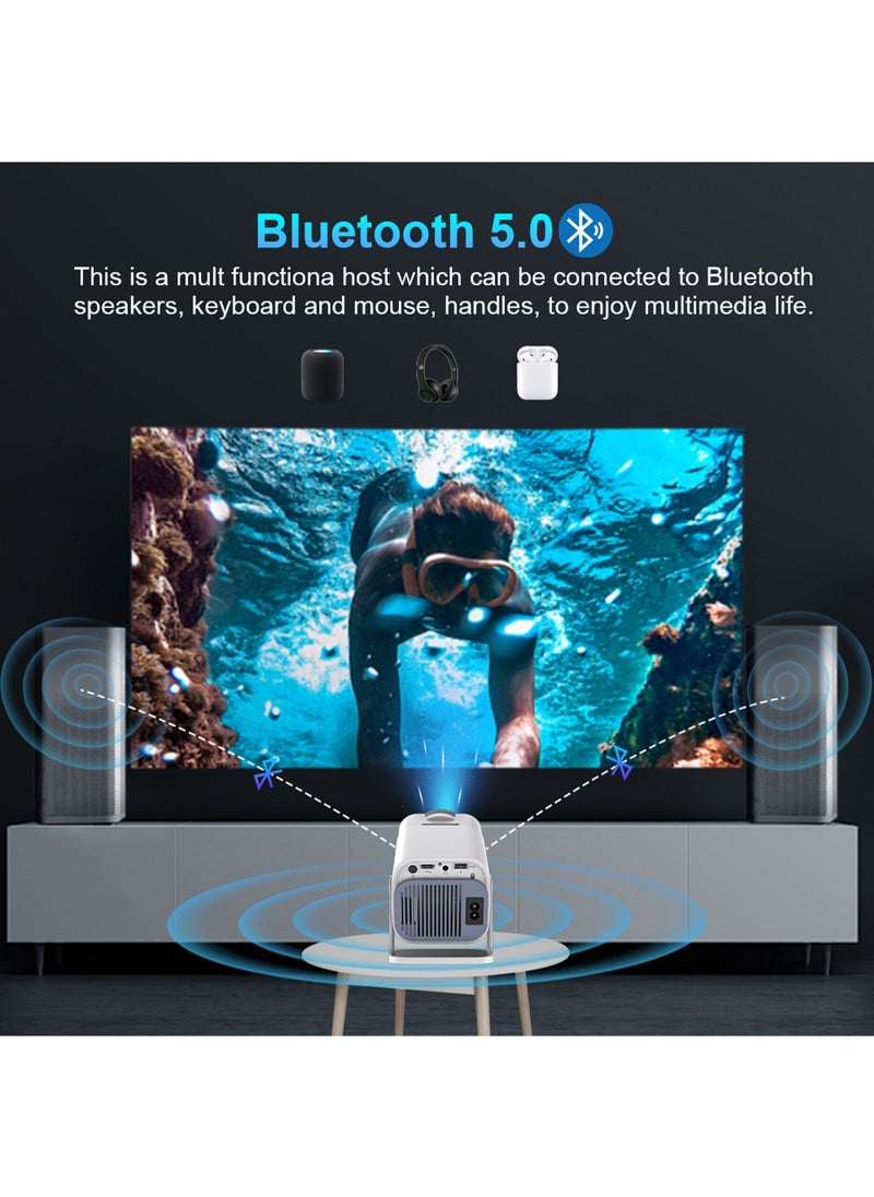 Portable HD Projector - Support 4K - Smart Projector with 5G Dual-band Wifi and Bluetooth 5.0 - Mobile Home Theater - Compatible With Android/iOS/Windows/TV Stick/HDMI/USB