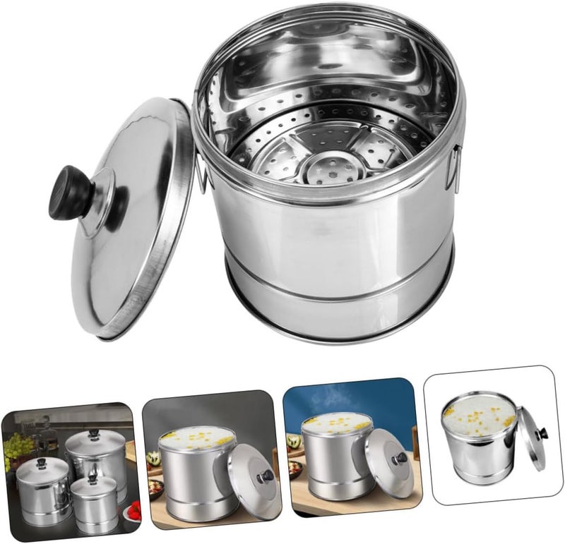 VOSAREA Stainless Steel Steamed Rice Bucket Large Capacity Rice Storage Container Sturdy Steaming Bucket for Home Kitchen Use - Image 2