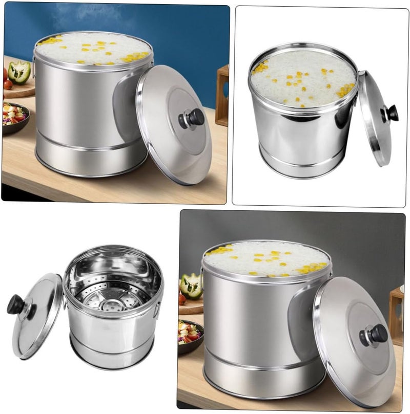 VOSAREA Stainless Steel Steamed Rice Bucket Large Capacity Rice Storage Container Sturdy Steaming Bucket for Home Kitchen Use - Image 3