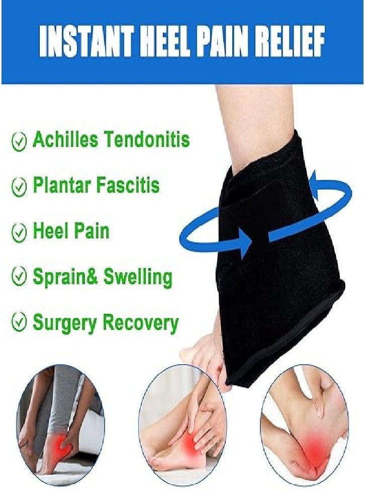 كمادات الثلج الباردة للكاحل، قابلة لإعادة الاستخدام، لفافة ثلج للكاحل قابلة للتعديل، لفافة كاحل ساخنة وباردة للقدم لتخفيف آلام الكعب والالتواءات والإصابات الرياضية (أسود) - Image 2