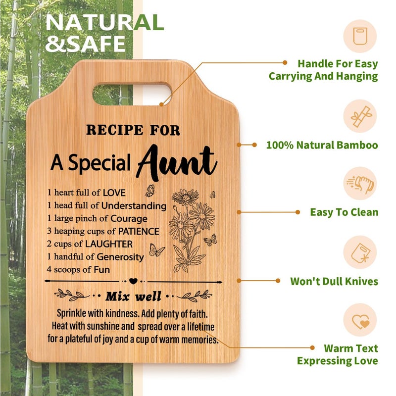 Milcier Gifts for Aunt  Birthday Gifts for Aunts from Niece Nephew  Recipe Cutting Board for Aunt  Auntie Gift Ideas  Christmas Mothers Day Present for Aunts  Best Auntie Ever - Image 4