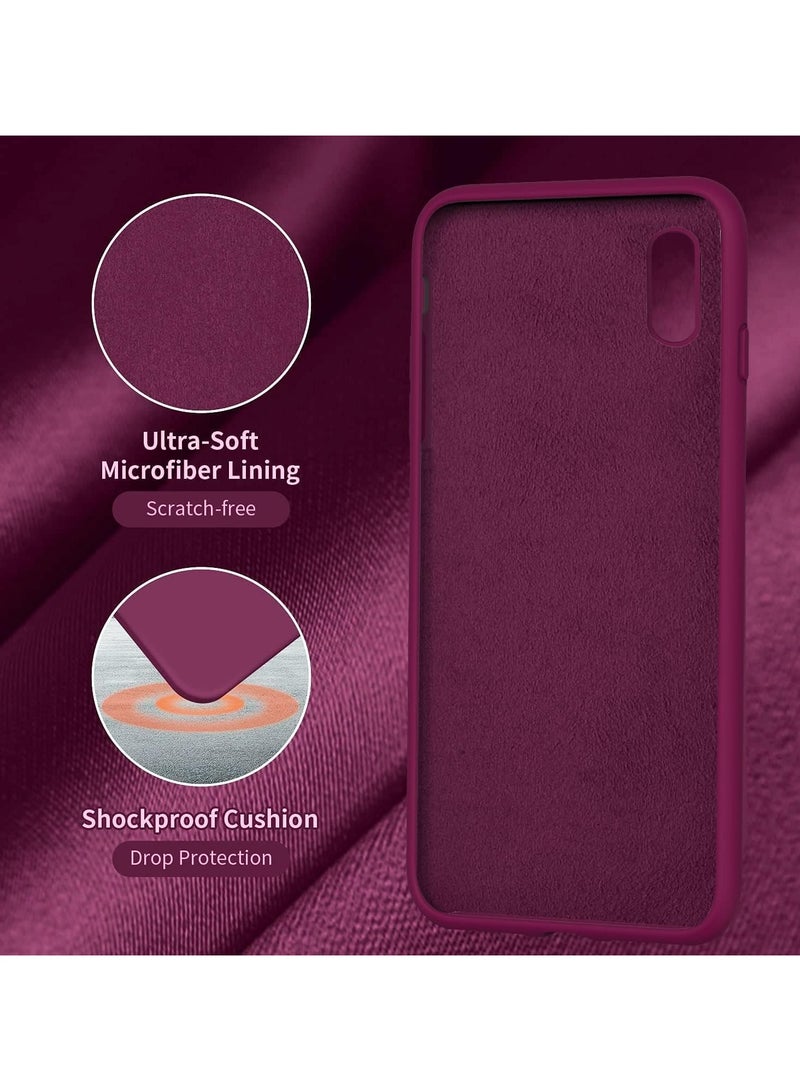 Compatible with iPhone X/Xs Case 5.8 Inch Slim Liquid Silicone 4 Layers Soft Gel Rubber Shockproof Protective Phone Case with Anti Scratch Microfiber Lining (Wine Red) - Image 3