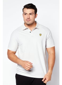 Men Sportswear Fit Short Sleeve Brand Logo Polo, Grey