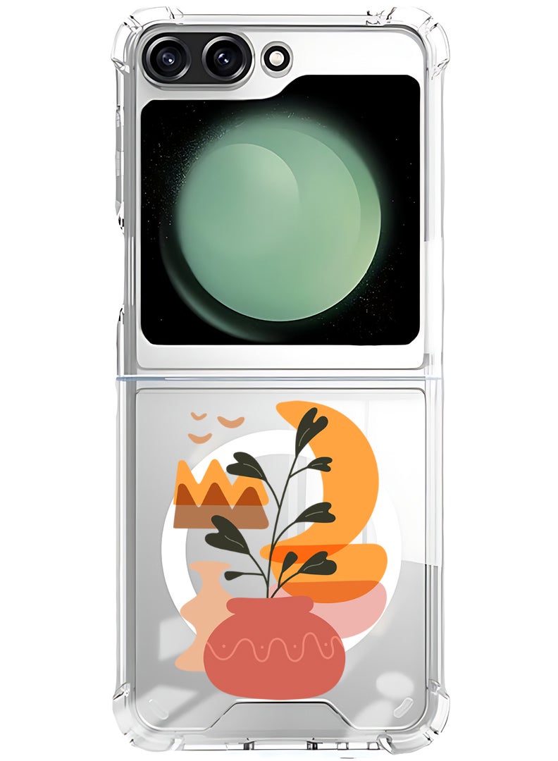 Theodor Magnetic Case for Samsung Galaxy Z Flip 5 Compatible with MagSafe Wireless Charging, Shockproof Phone Bumper Cover Vase in moonlight - Image 1