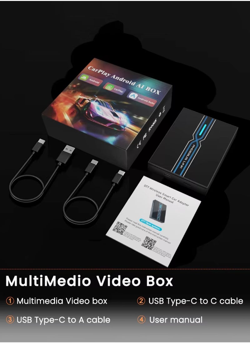 Mi VAZA - Wireless CarPlay Box - Wireless Android Auto - 3-in-1 Car AI Box - Car Link Kit - Android 13.0 - Car Adapter Box - Support 5G/2.4G Wifi, Bluetooth 5.0, Mirco SD Card, 4G LET - 4+64GB - Image 1