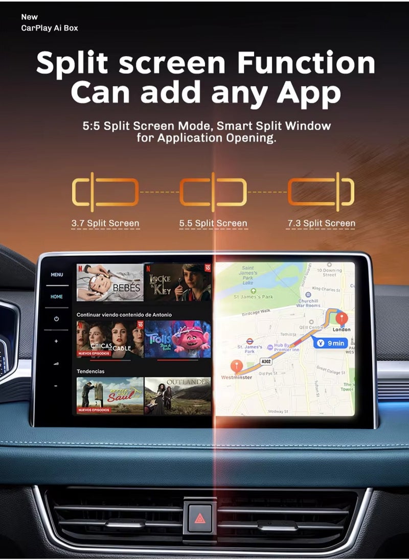 Mi VAZA - Wireless CarPlay Box - Wireless Android Auto - 3-in-1 Car AI Box - Car Link Kit - Android 13.0 - Car Adapter Box - Support 5G/2.4G Wifi, Bluetooth 5.0, Mirco SD Card, 4G LET - 4+64GB - Image 1
