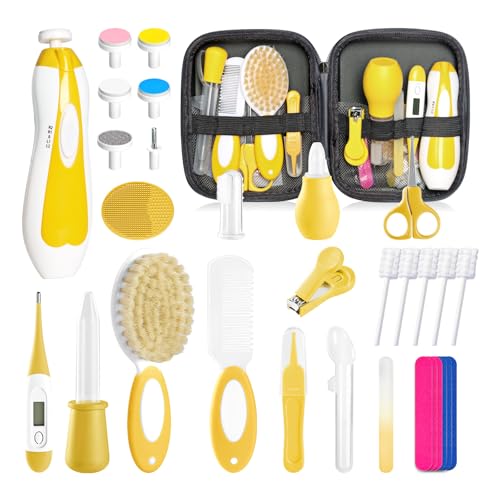 POPYJAN Baby Healthcare and Grooming Kit for Newborn Kids, 31PCS Upgraded Safety Baby Care Kit, Newborn Nursery Health Care Set, Baby Care Products (Yellow) - Image 1