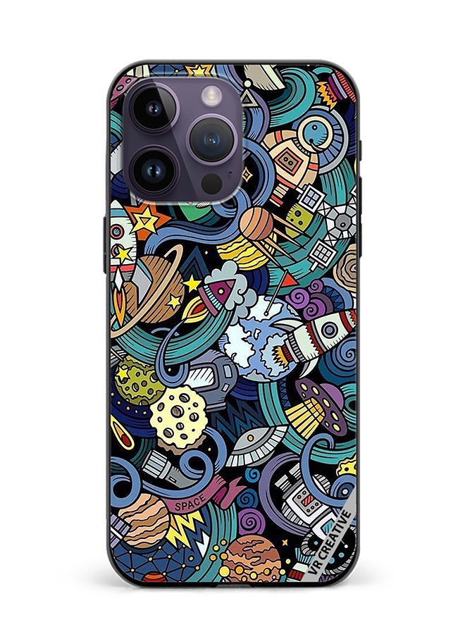 VR CREATIVE Protective Case Cover For Apple iPhone 15 Pro Cartoon Doodles Design Multicolour - Image 1