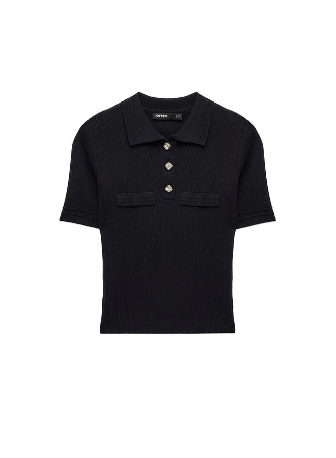 Koton  Polo Neck Knit T-Shirt for Women | Best Price UAE