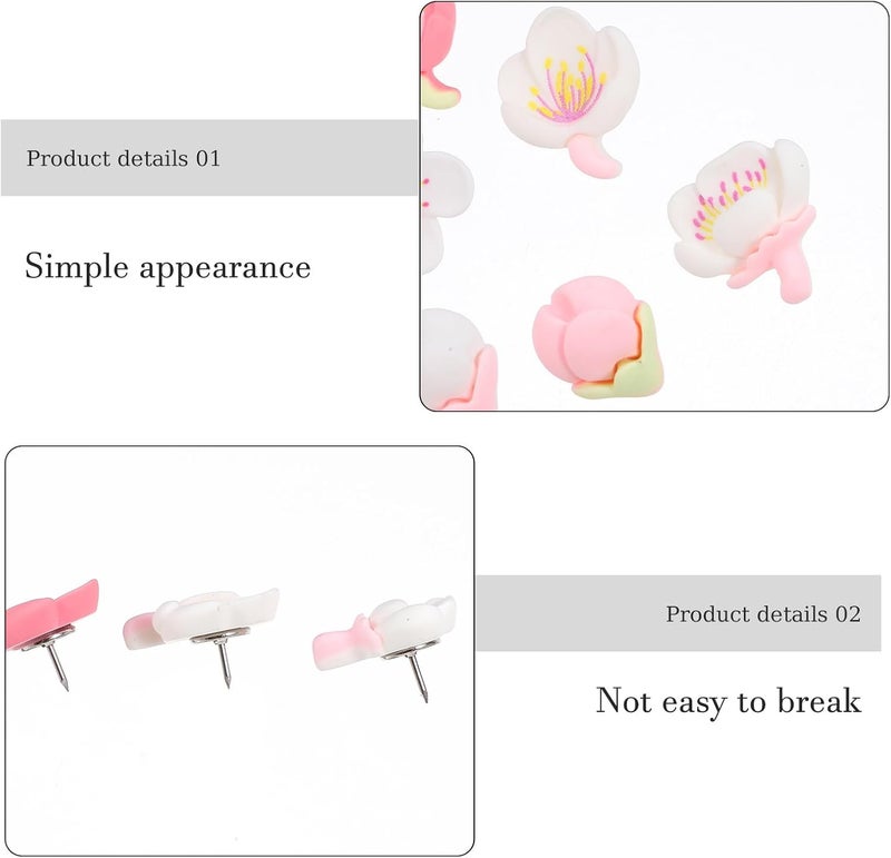 Operitacx 20 Pcs Flower Push Pins Decorative Thumbtacks Multi-Function Small Cute Push Tacks for Bulletin Boards Photo Walls Office School Use - Image 3