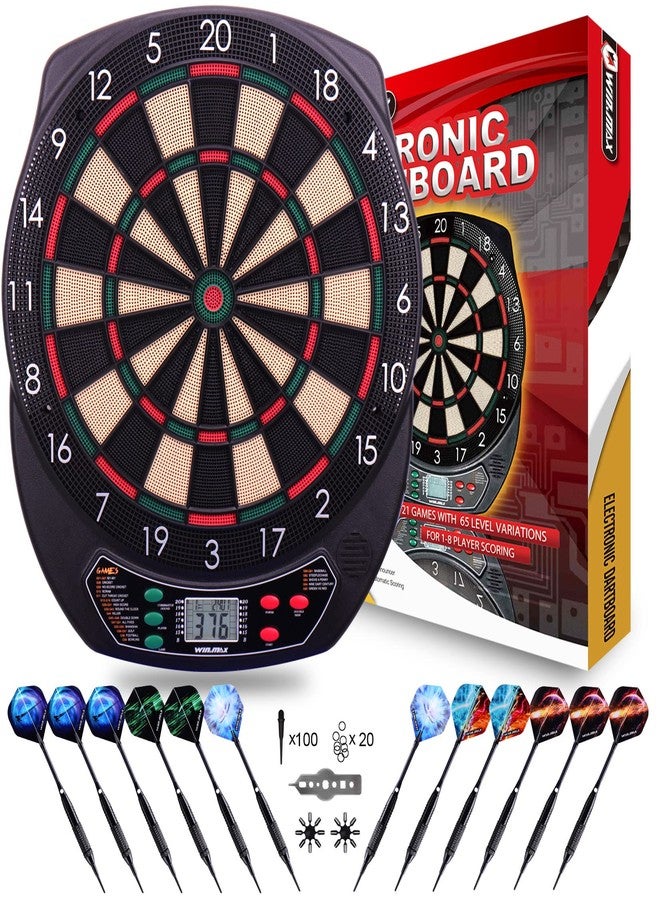 WIN.MAX Electronic Dart Board Soft Tip Dartboard Set LCD Display with 12 Darts 100 Tips Power Adapter - Image 1