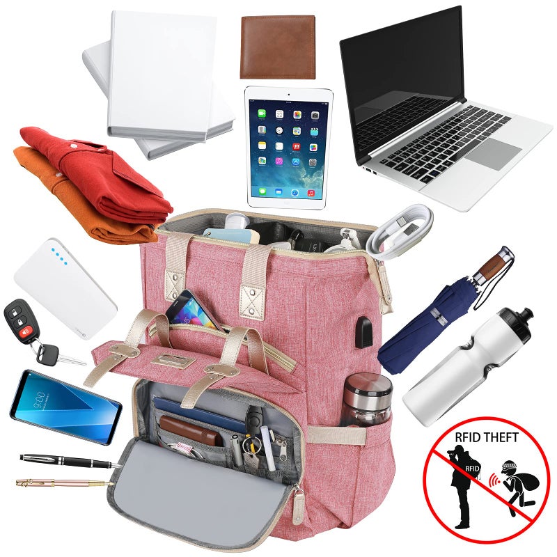 FALANKO Laptop Backpack for Women,Large Computer Backpack 17 Inch Laptop with USB Charging Port, Water Resistant Teacher work nurse Doctor Bookbag - Image 2