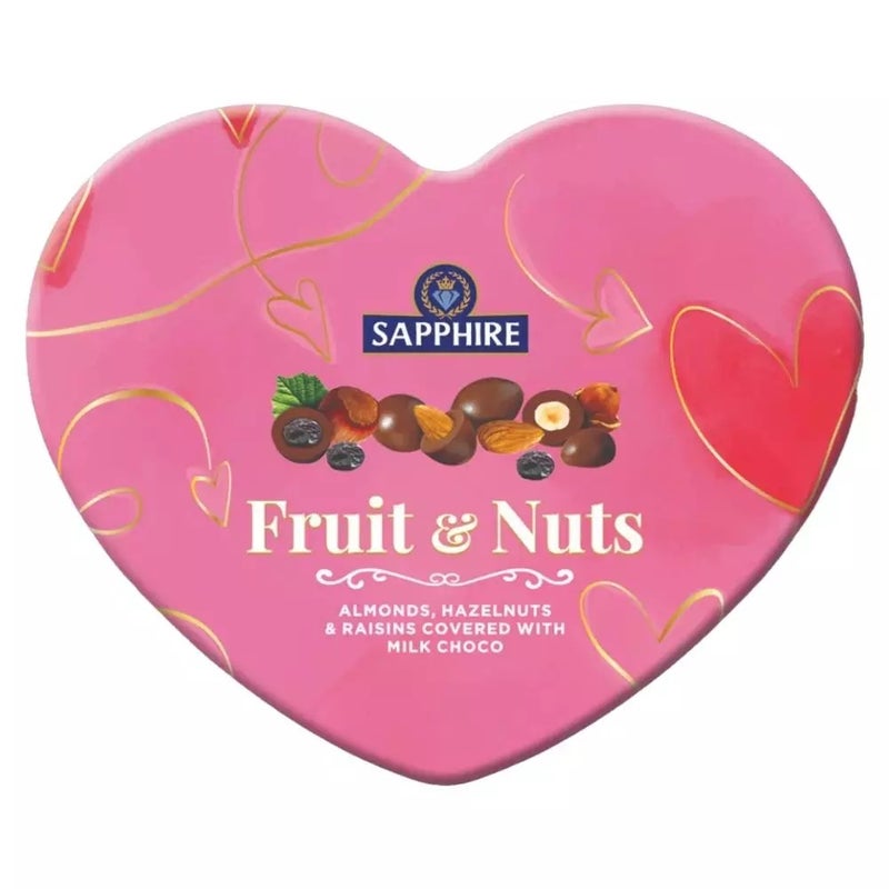 Sapphire Fruit and Nuts Milk Chocolate with Heart Shaped Box- 160gms