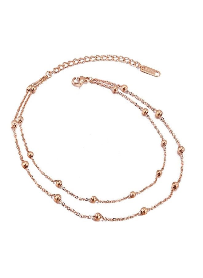 OOMPHelicious Jewellery Combo of 2 Gold Tone Heart & Beads Multi Layer Fashion Anklet For Women & Girls - Image 3