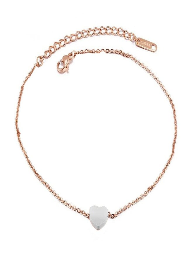 OOMPHelicious Jewellery Combo of 2 Gold Tone Heart & Beads Multi Layer Fashion Anklet For Women & Girls - Image 2