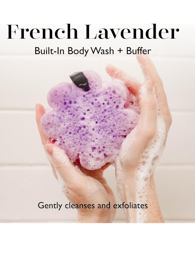 spongelle Spongelle French Lavender Wild Flower Buffer Body Scrubber | Bath & Shower Loofah for Women | Exfoliator with Body Wash Infused Sponge | 14+ uses  - Image 2