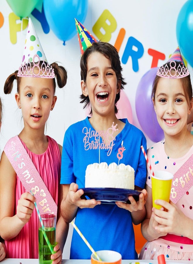 ييران زينة عيد الميلاد الثالث للفتيات، تشمل تاجًا، ووشاحًا، وزينة للكيك، وشموعًا تحمل الرقم 3، ولوازم حفلات وردية اللون لعيد ميلاد فتاة تبلغ من العمر 3 سنوات - Image 2