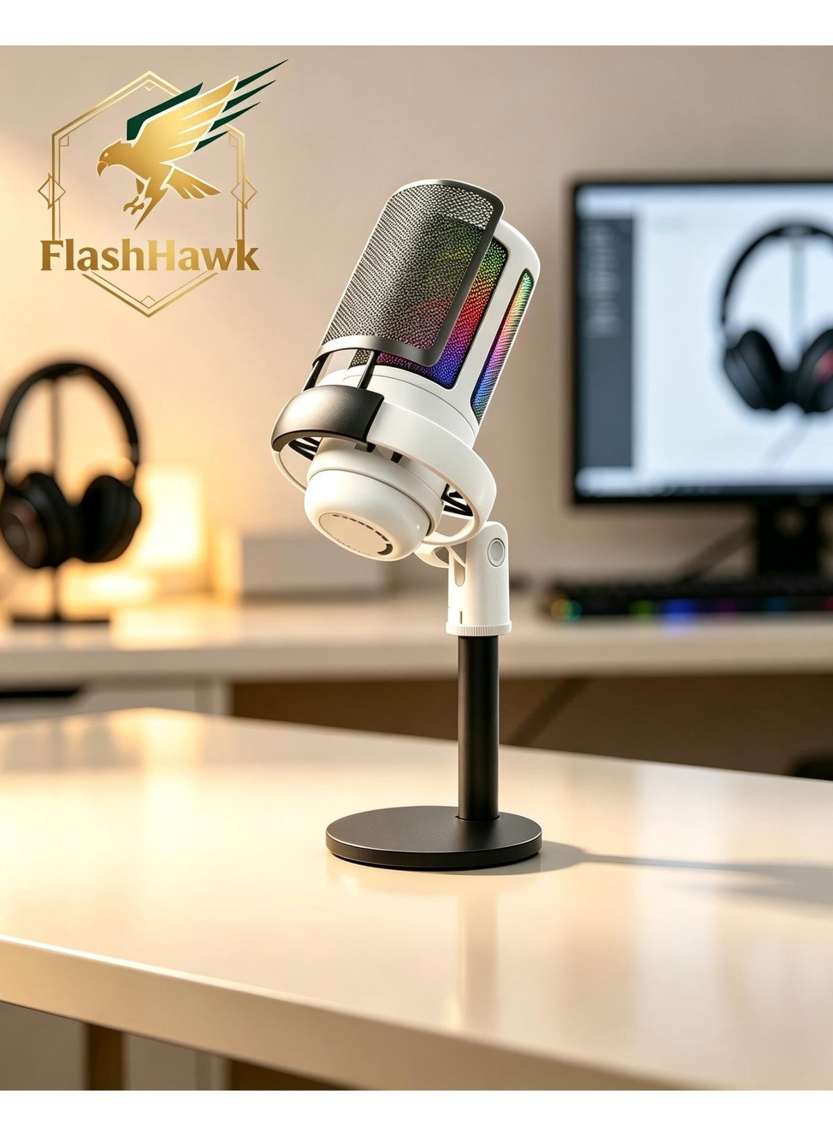 فلاش هوك Flashhawk Desktop Rgb Gaming Microphone usbc