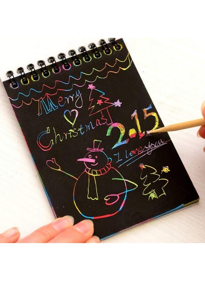 deziine deziine� A6 Drawing Book 10 Pages Rainbow Scratch Paper Notes Scratch Art Activity Books 5.5 inch x 4 inch Scratch Magic Doodle Note Pad for Kids Arts and Crafts Perfect Travel Activity (Pack of 10)  - Image 3