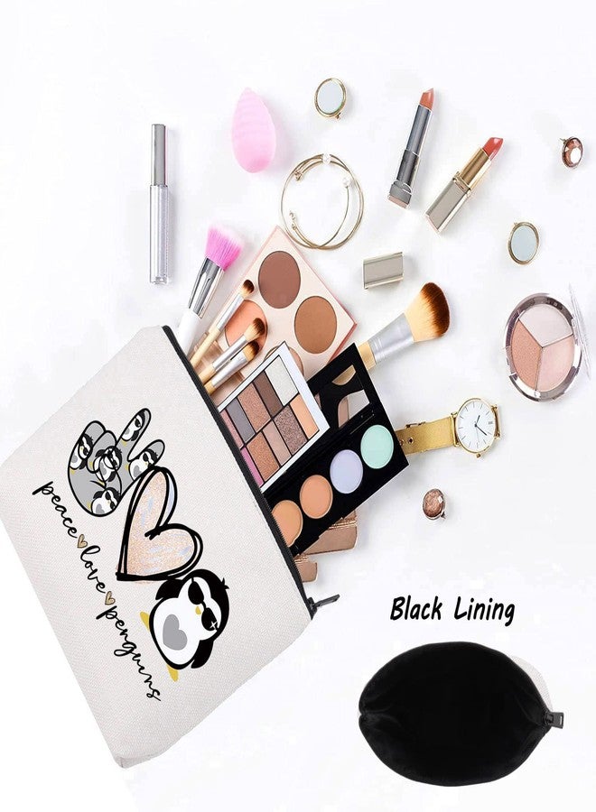 ليفلو حقيبة مكياج LEVLO بتصميم بطاريق مرحة، هدية لمحبي الحيوانات، حقيبة مكياج بسحاب بتصميم بطاريق السلام والحب، هدية لمحبي البطاريق (بتصميم بطاريق السلام والحب) - Image 3