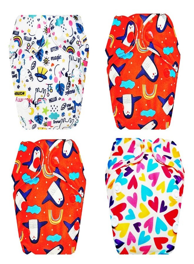 Dumbledo Premium Newborn Cloth Diaper with Integrated Insert (Pack of 4) Dry Feel and Comfortable | Reusable & Washable | Travel Friendly | Everyday Diapering Essential | 0 - 4 Months | Unisex Baby - Image 1