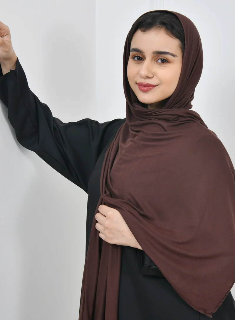 HAWRAA ABAYA Dark brown cotton scarf