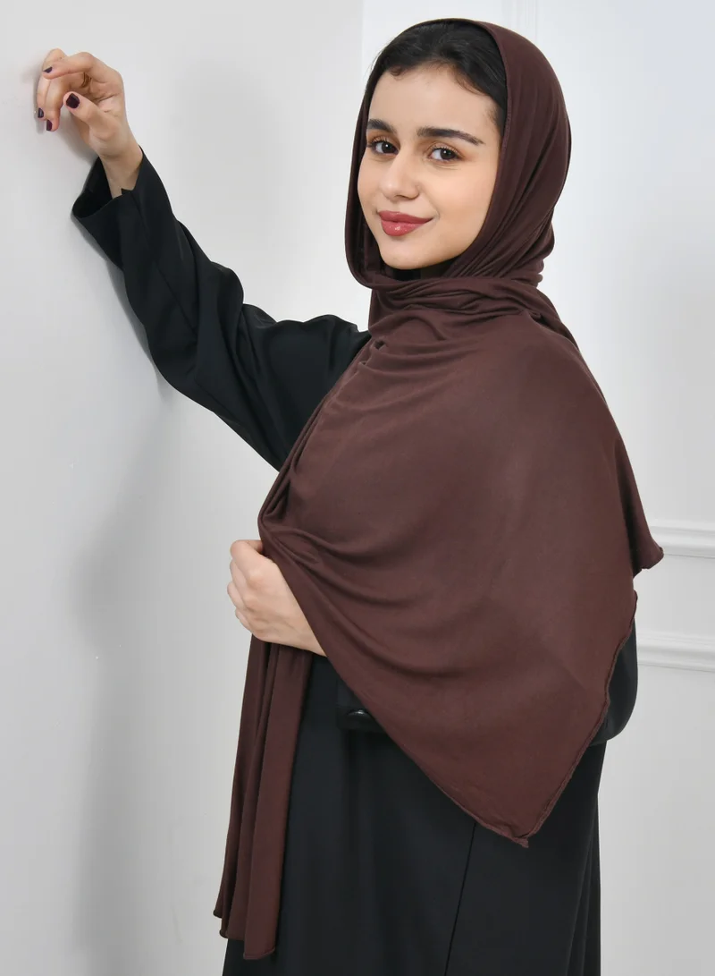 HAWRAA ABAYA Dark brown cotton scarf
