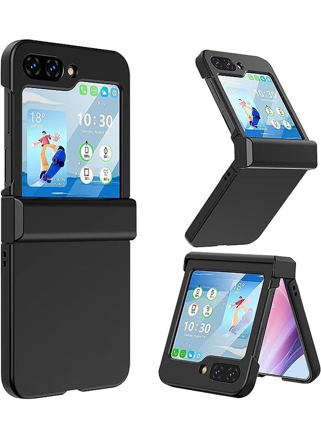 For Samsung Z Flip 5 Case, Slim Soft Shock-Absorbing Anti-Scratch Cover Hard PC Back and TPU Bumper Protective Phone Case for Samsung Galaxy Z Flip 5 (Black) - Image 1