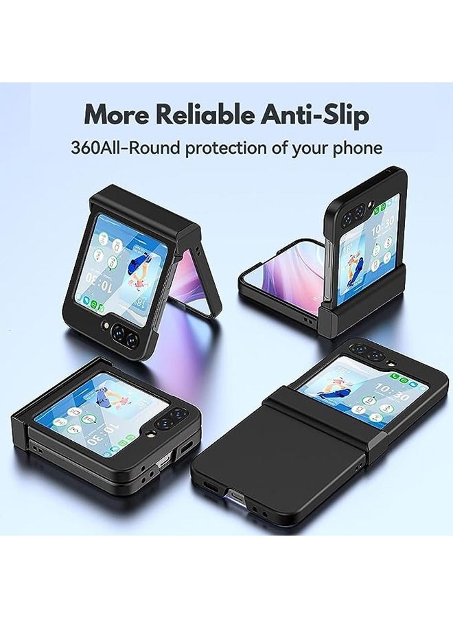 For Samsung Z Flip 5 Case, Slim Soft Shock-Absorbing Anti-Scratch Cover Hard PC Back and TPU Bumper Protective Phone Case for Samsung Galaxy Z Flip 5 (Black) - Image 4