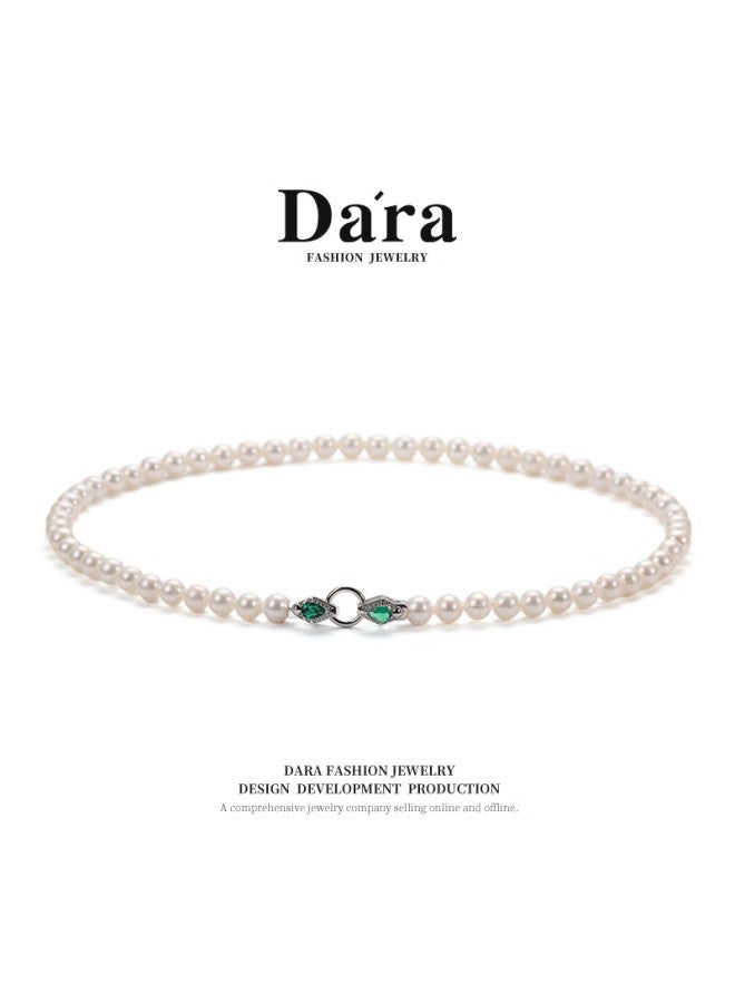 Dara 7-8mm S925 Silver Round Non-nucleus Freshwater Pearl Necklace Birthday Gift For Mom And Girlfriend - Image 1