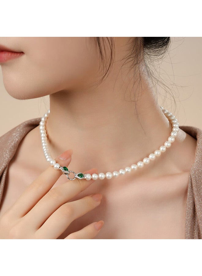 Dara 7-8mm S925 Silver Round Non-nucleus Freshwater Pearl Necklace Birthday Gift For Mom And Girlfriend - Image 3