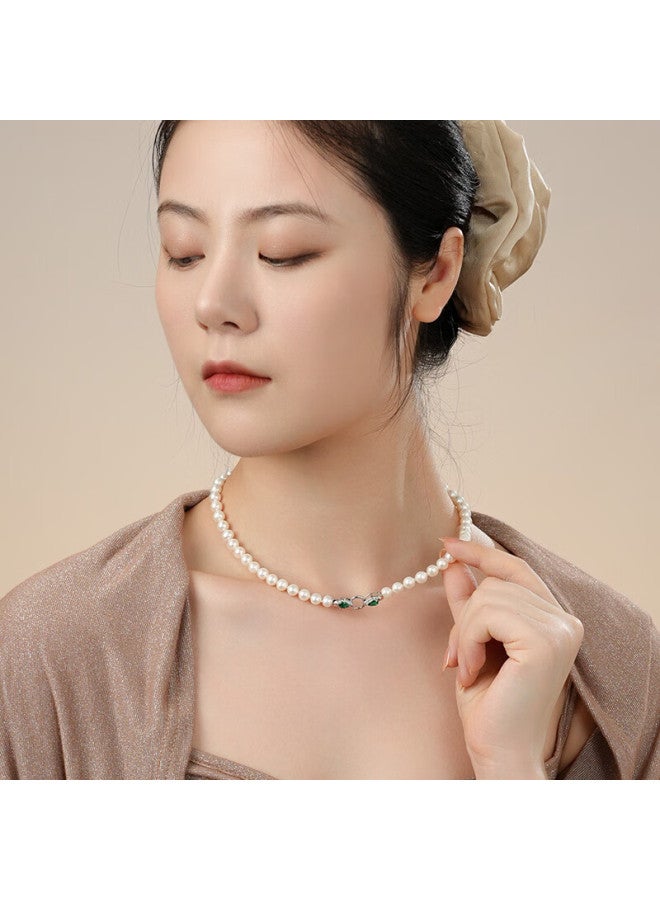 Dara 7-8mm S925 Silver Round Non-nucleus Freshwater Pearl Necklace Birthday Gift For Mom And Girlfriend - Image 2