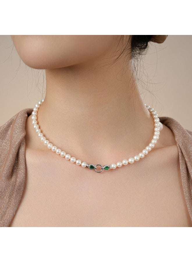 Dara 7-8mm S925 Silver Round Non-nucleus Freshwater Pearl Necklace Birthday Gift For Mom And Girlfriend - Image 5