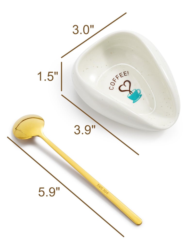 FANGSUN Coffee Spoon Rest, Coffee Bean Dosing Cup, Ceramic Spoon Holder for Cafe Station, Cute Cafe Bar Decor Accessories, Gifts for Women Mom - Image 4