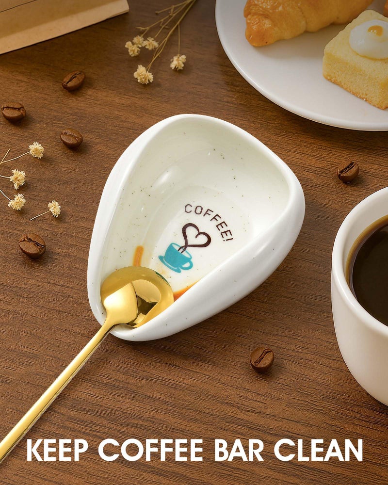 FANGSUN Coffee Spoon Rest, Coffee Bean Dosing Cup, Ceramic Spoon Holder for Cafe Station, Cute Cafe Bar Decor Accessories, Gifts for Women Mom - Image 2