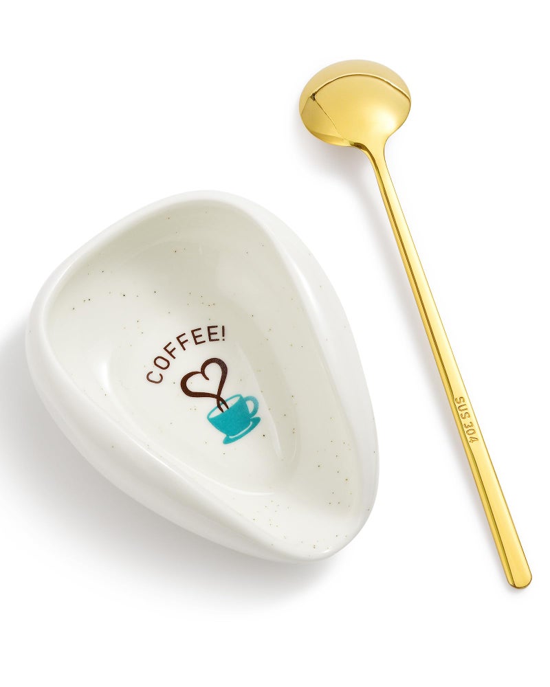 FANGSUN Coffee Spoon Rest, Coffee Bean Dosing Cup, Ceramic Spoon Holder for Cafe Station, Cute Cafe Bar Decor Accessories, Gifts for Women Mom - Image 1