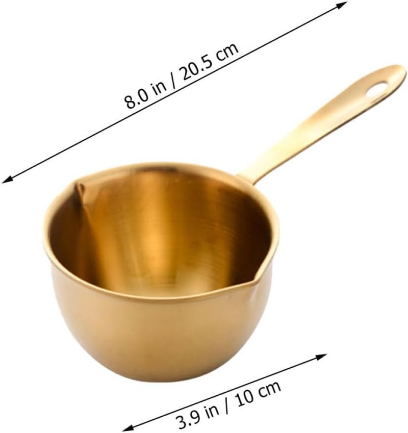 Small Stainless Steel Saucepan Mini Metal Sauce Pot for Pouring Oil and Cooking, Gold Mini Sauce Pan for Kitchen and Home Use - Image 2