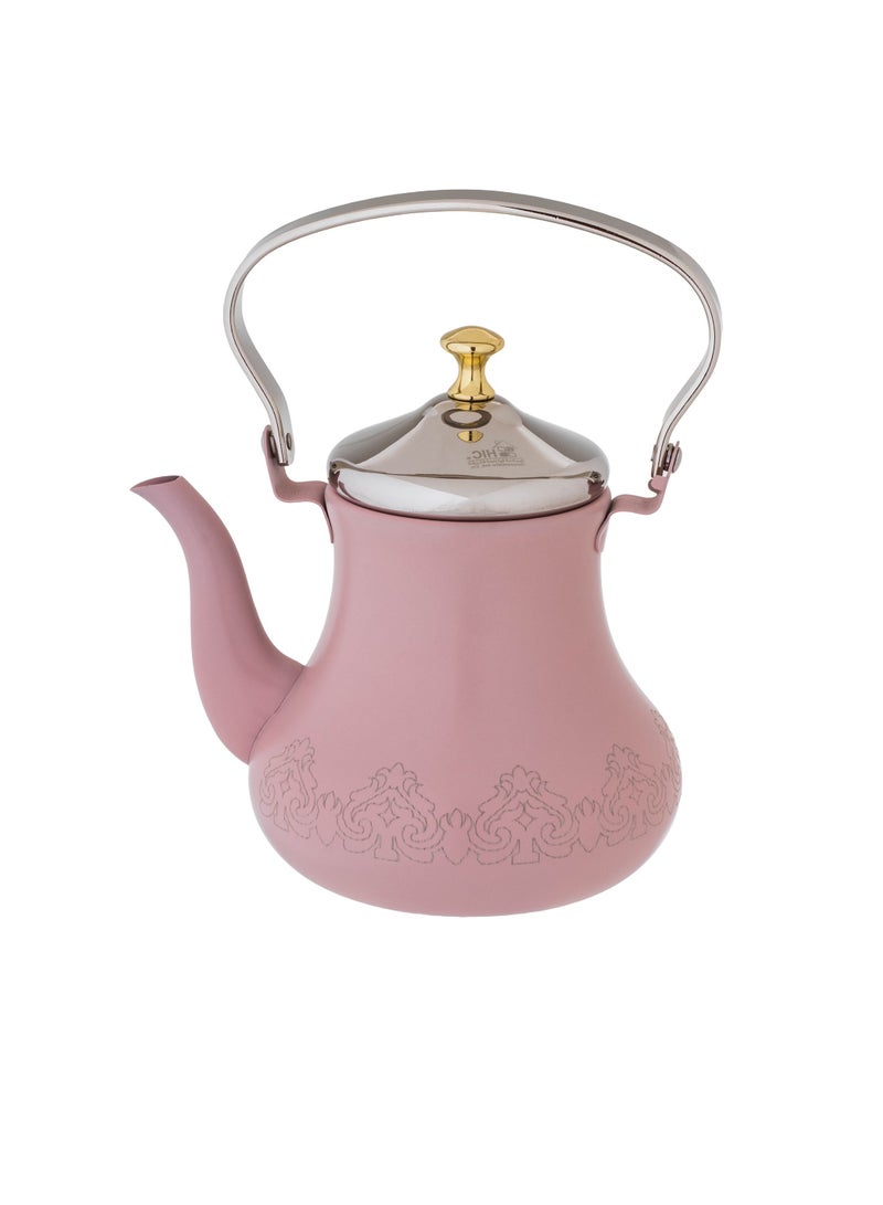 Hic 3 Piece Moroccan Steel Tea Pot Set Pink Color Laser Engraved - Image 2