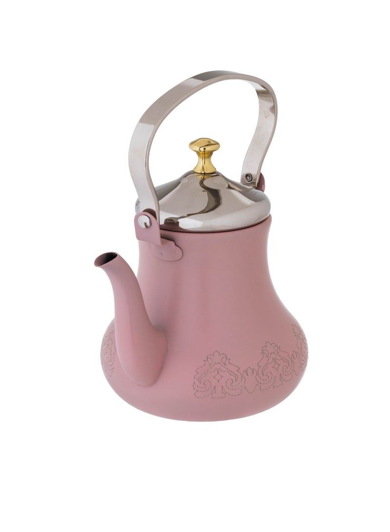 Hic 3 Piece Moroccan Steel Tea Pot Set Pink Color Laser Engraved - Image 3