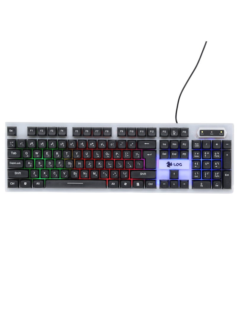 LOG مجموعة لوحة المفاتيح والفأرة LOG LK182T للألعاب، لوحة مفاتيح سلكية مقاومة للماء مع مفاتيح معلقة وفأرة ألعاب بصرية - Image 4