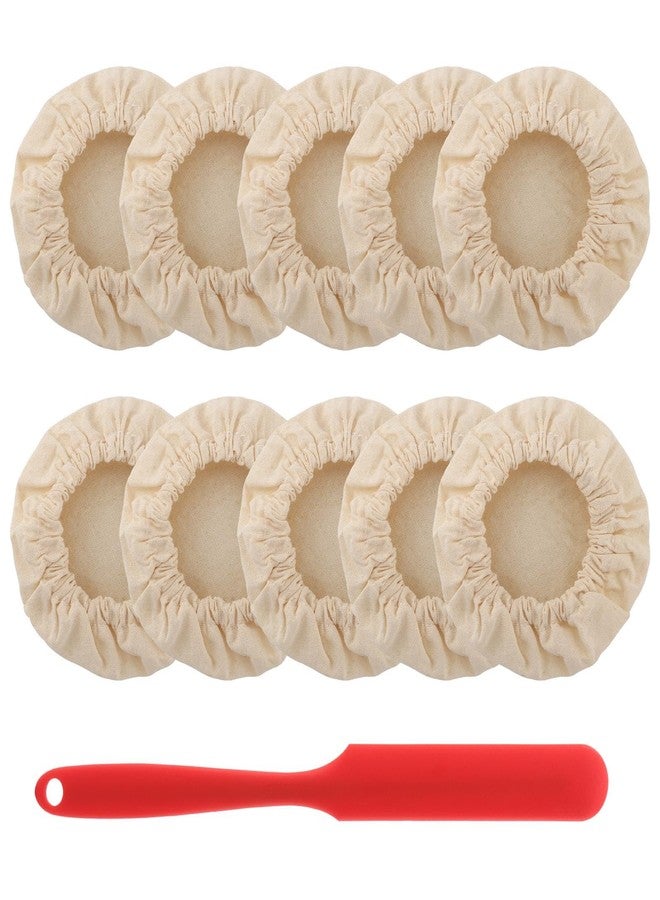 Ranjaner 10pcs Sourdough Starter Jar Cloth Covers with Spatula, Unbleached Fabric Bread Proofing Covers for 3-4 Inch Jar Mouth, Reusable Sewn Sourdough Proofing Bowl Cloth Cap - Image 1
