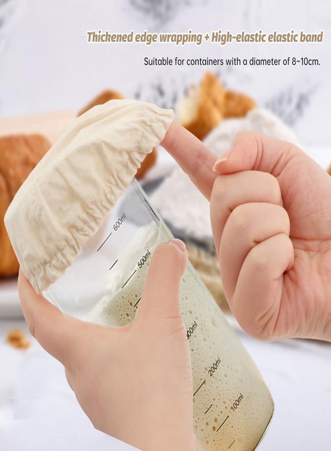 Ranjaner 10pcs Sourdough Starter Jar Cloth Covers with Spatula, Unbleached Fabric Bread Proofing Covers for 3-4 Inch Jar Mouth, Reusable Sewn Sourdough Proofing Bowl Cloth Cap - Image 4