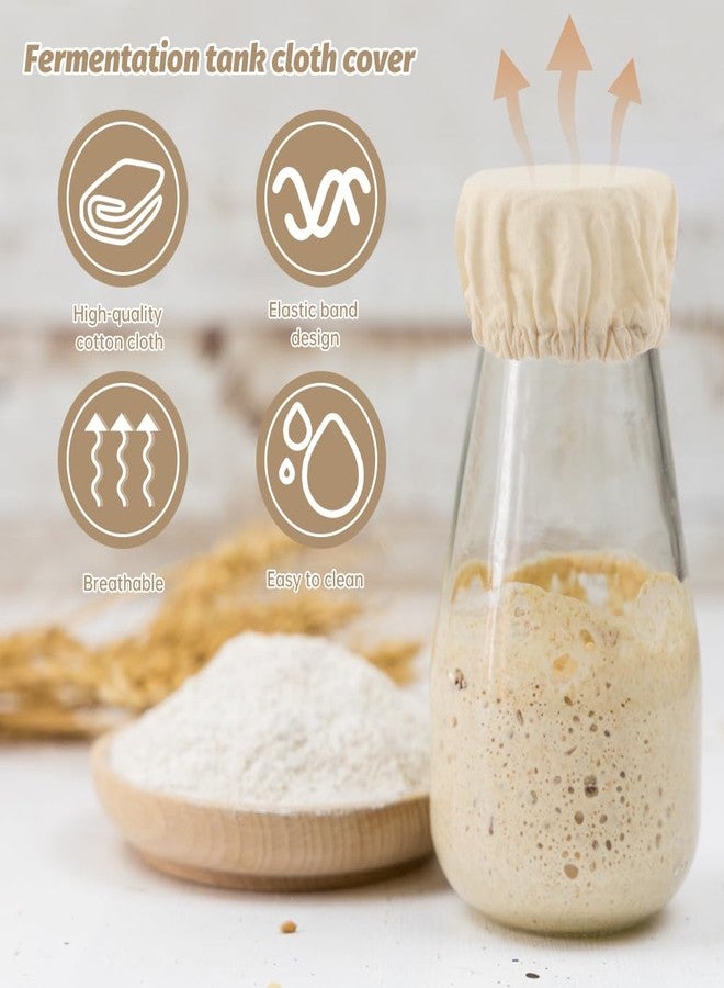Ranjaner 10pcs Sourdough Starter Jar Cloth Covers with Spatula, Unbleached Fabric Bread Proofing Covers for 3-4 Inch Jar Mouth, Reusable Sewn Sourdough Proofing Bowl Cloth Cap - Image 3