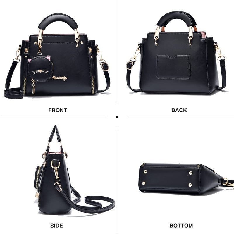 XIAOYU حقائب يد وحقائب عصرية للنساء حقائب كتف صغيرة (أسود) - Image 3