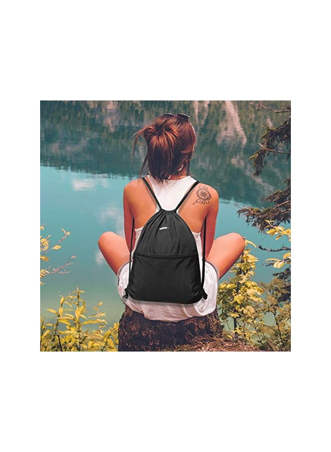 PROMASS Drawstring Backpack String Bag Sackpack Cinch Water Resistant Nylon For Gym Shopping Sport Yoga - Image 5