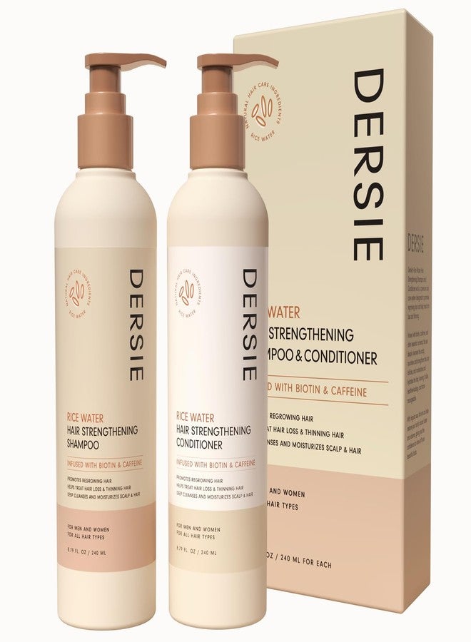 Dersie Rice Water Hair Growth Shampoo & Conditioner: Biotin & Caffeine Infused for Thinning Hair - Women & Men - Image 1