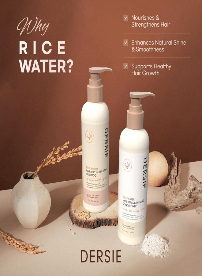 Dersie Rice Water Hair Growth Shampoo & Conditioner: Biotin & Caffeine Infused for Thinning Hair - Women & Men - Image 2